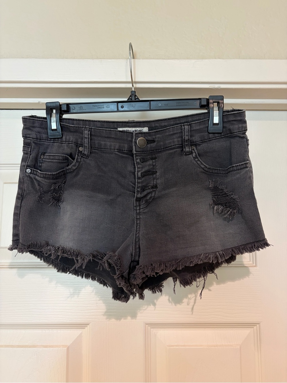 Billabong Black Distressed Frayed Hem Denim Shorts